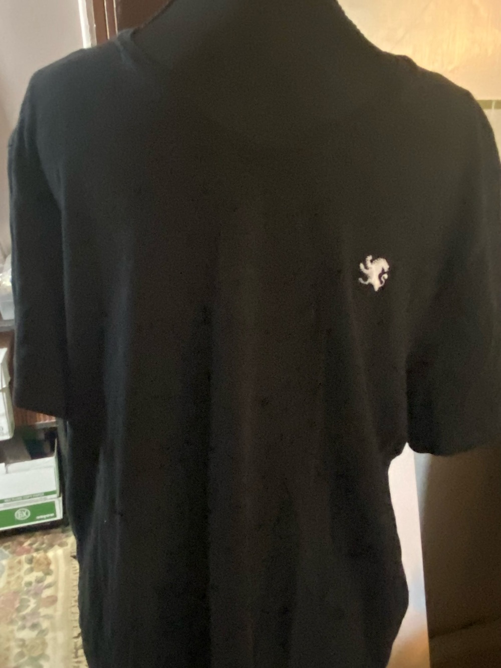 Express Black Short-Sleeve Crew Neck T-Shirt with White Lion Logo